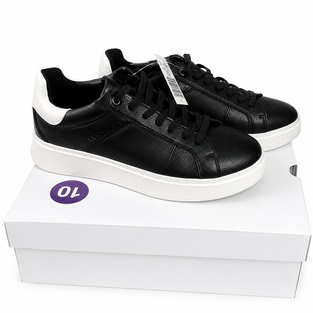 ALDO Men’s Black Low Top Sneakers Size 10 | White Sole | New With Box And Tags
